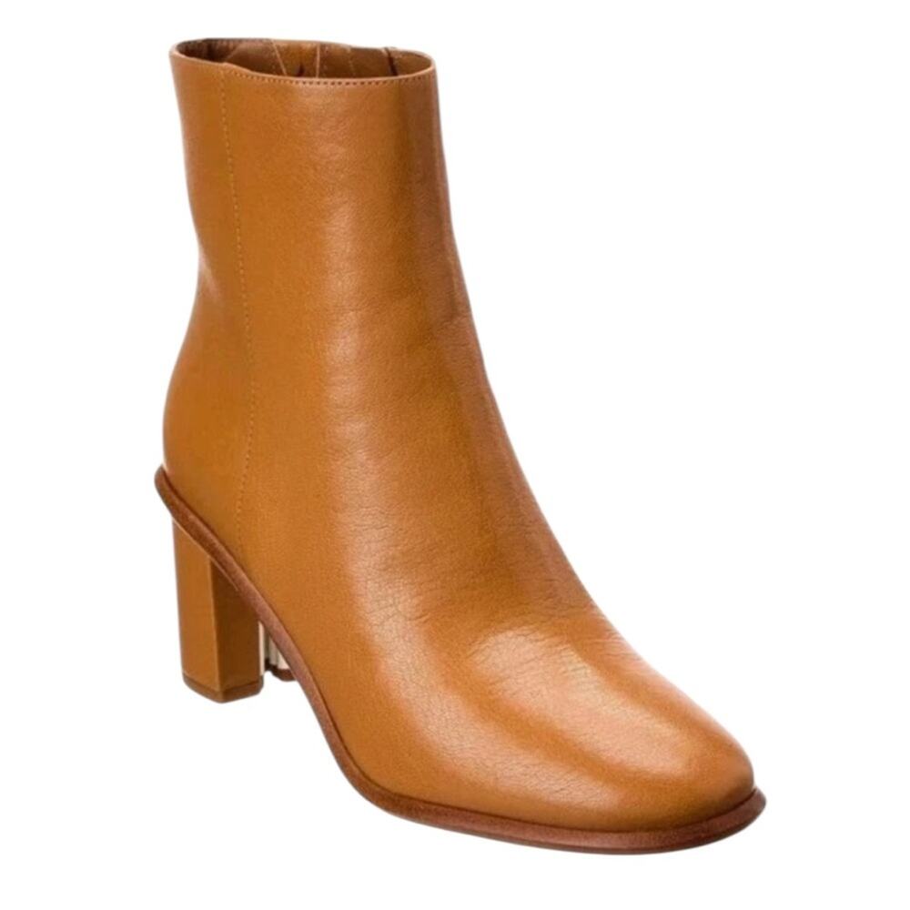 Tory Burch Brooke Stamped Heel Leather Carmel Booties – Sz 9.5M